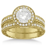 Filigree Halo Engagement Set 14kt Yellow Gold (1.40ct)