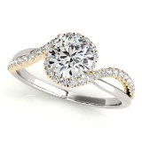 CERTIFIED TWO TONE GOLD 1.43 CT G-H/VS-SI1 DIAMOND HALO ENGAGEMENT RING