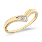 Certified 14K Yellow Gold Diamond Chevron Ring 0.01 CTW