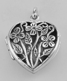 Sterling Silver Large Filigree Floral Heart Locket - Aromatherapy Locket