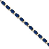 Blue Sapphire and Diamond Tennis Bracelet 14k Yellow Gold (12.00ct)