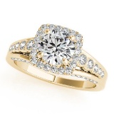 CERTIFIED 18K YELLOW GOLD 1.02 CT G-H/VS-SI1 DIAMOND HALO ENGAGEMENT RING
