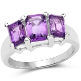 1.95 Carat Genuine Amethyst .925 Sterling Silver Ring