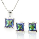 2 4/5 CARAT OCEAN MYSTIC GEMSTONE 925 STERLING SILVER SET