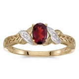 Certified 14k Yellow Gold Oval Garnet And Diamond Ring 0.48 CTW