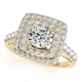 CERTIFIED 18K YELLOW GOLD 2.14 CT G-H/VS-SI1 DIAMOND HALO ENGAGEMENT RING