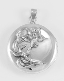 Sterling Silver Round Art Nouveau Style Locket