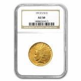 1913-S $10 Indian Gold Eagle AU-50 NGC