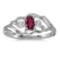 Certified 14k White Gold Oval Rhodolite Garnet And Diamond Ring 0.24 CTW