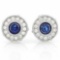 1 1/5 CARAT CREATED BLUE SAPPHIRE & 1/4 CARAT (28 PCS) FLAWLESS CREATED DIAMOND 925 STERLING SILVER