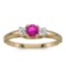 Certified 14k Yellow Gold Round Pink Topaz And Diamond Ring 0.31 CTW