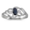 Certified 14k White Gold Oval Sapphire And Diamond Ring 0.26 CTW