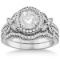 Butterfly Diamond Engagement Ring and Band 18k White Gold (1.18ct)