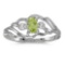 Certified 14k White Gold Oval Peridot And Diamond Ring 0.2 CTW