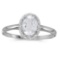 Certified 10k White Gold Oval White Topaz And Diamond Ring 0.94 CTW