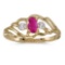 Certified 10k Yellow Gold Oval Ruby And Diamond Ring 0.19 CTW