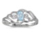 Certified 14k White Gold Oval Aquamarine And Diamond Ring 0.15 CTW