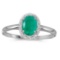 Certified 10k White Gold Oval Emerald And Diamond Ring 0.58 CTW