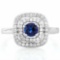 3/5 CARAT CREATED BLUE SAPPHIRE & 1/2 CARAT (52 PCS) FLAWLESS CREATED DIAMOND 925 STERLING SILVER HA