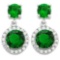 CLASSIC CREATED EMERALD 925 STERLING SILVER EARRINGS