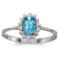 Certified 14k White Gold Oval Blue Topaz And Diamond Ring 0.42 CTW