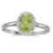 Certified 10k White Gold Oval Peridot And Diamond Ring 0.69 CTW