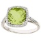 Cushion-Cut Peridot and Diamond Cocktail Ring 14k White Gold (3.70cttw)