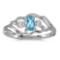 Certified 14k White Gold Oval Blue Topaz And Diamond Ring 0.2 CTW