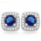 1 1/5 CARAT CREATED BLUE SAPPHIRE & 1/2 CARAT (48 PCS) FLAWLESS CREATED DIAMOND 925 STERLING SILVER