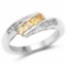 0.43 Carat Genuine Citrine and White Topaz .925 Sterling Silver Ring