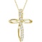 Swirl Diamond Cross Pendant Necklace in 14k Yellow Gold (0.10ct)