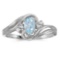 Certified 10k White Gold Oval Aquamarine And Diamond Ring 0.6 CTW