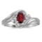 Certified 10k White Gold Oval Garnet And Diamond Ring 0.74 CTW