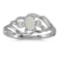 Certified 14k White Gold Oval Opal And Diamond Ring 0.09 CTW