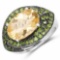 6.11 Carat Genuine Citrine and Chrome Diopside .925 Sterling Silver Ring