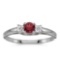 Certified 10k White Gold Round Garnet And Diamond Ring 0.22 CTW