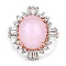 14K Rose Gold Plated 6.42 Carat Genuine Pink Opal and White Topaz .925 Sterling Silver Ring