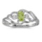 Certified 10k White Gold Oval Peridot And Diamond Ring 0.2 CTW
