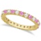 Diamond and Pink Sapphire Eternity Ring Stackable 14k Yellow Gold (0.63ct)