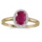 Certified 10k Yellow Gold Oval Ruby And Diamond Ring 0.75 CTW