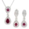 1 CARAT RUBY 925 STERLING SILVER SET ( No chain comes with this set)