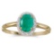 Certified 10k Yellow Gold Oval Emerald And Diamond Ring 0.58 CTW