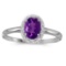 Certified 10k White Gold Oval Amethyst And Diamond Ring 0.47 CTW