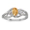 Certified 14k White Gold Oval Citrine And Diamond Ring 0.32 CTW