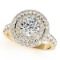 CERTIFIED 18K YELLOW GOLD 2.32 CT G-H/VS-SI1 DIAMOND HALO ENGAGEMENT RING