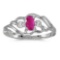 Certified 14k White Gold Oval Ruby And Diamond Ring 0.19 CTW