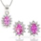 CLASSIC 1.667 CARAT TW (6 PCS) CREATED PINK SAPPHIRE & GENUINE DIAMOND 925 STERLING SILVER SET