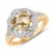 14K Yellow Gold Plated 1.78 Carat Genuine Citrine and White Topaz .925 Sterling Silver Ring