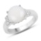 2.71 Carat Genuine Opal and White Diamond .925 Sterling Silver Ring