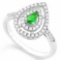 0.30 CT CREATED EMERALD & 53PCS CREATED DIAMOND 925 STERLING SILVER HALO RING